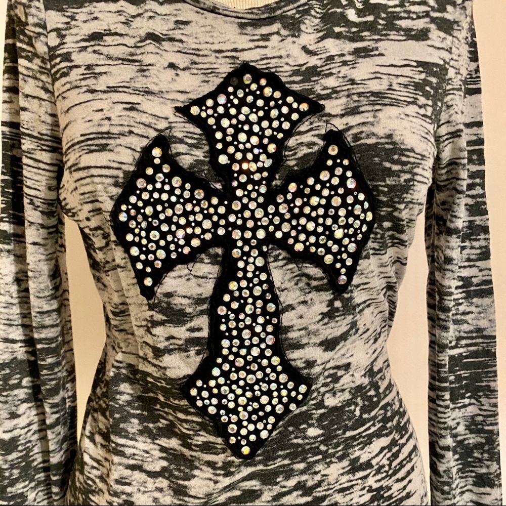 COPY - Long sleeve cross embellished top